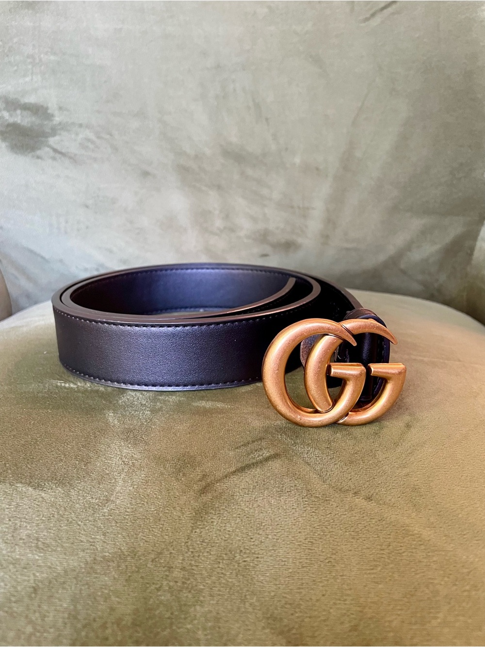 Gucci GG Marmont Black Leather Belt Size 85/34